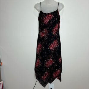 Vintage Y2K Geometic Asymetrical Hem Chain straps dress size 10 retro black